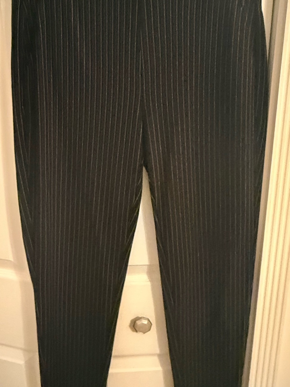Liverpool Women’s Black Pinstripe Dress Pants with White Stripes